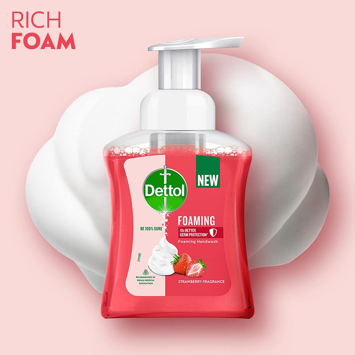 Dettol Strawberry Foaming Handwash Pump 250 ml | 10X Better Germ Protection | With Strawberry Fragrance | pH Balanced | IMA Recomended, Pack of 1 Dettol Strawberry Foaming Handwash Pump 250 ml | 10X Better Germ Protection | With Strawberry Fragrance | pH Balanced | IMA Recomended, Pack of 1