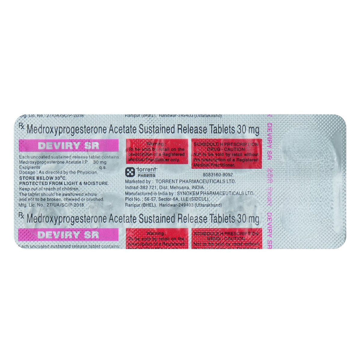 Deviry SR 30 Mg Tablet 10's, Pack of 10 TABLETS Deviry SR 30 Mg Tablet 10's, Pack of 10 TABLETS