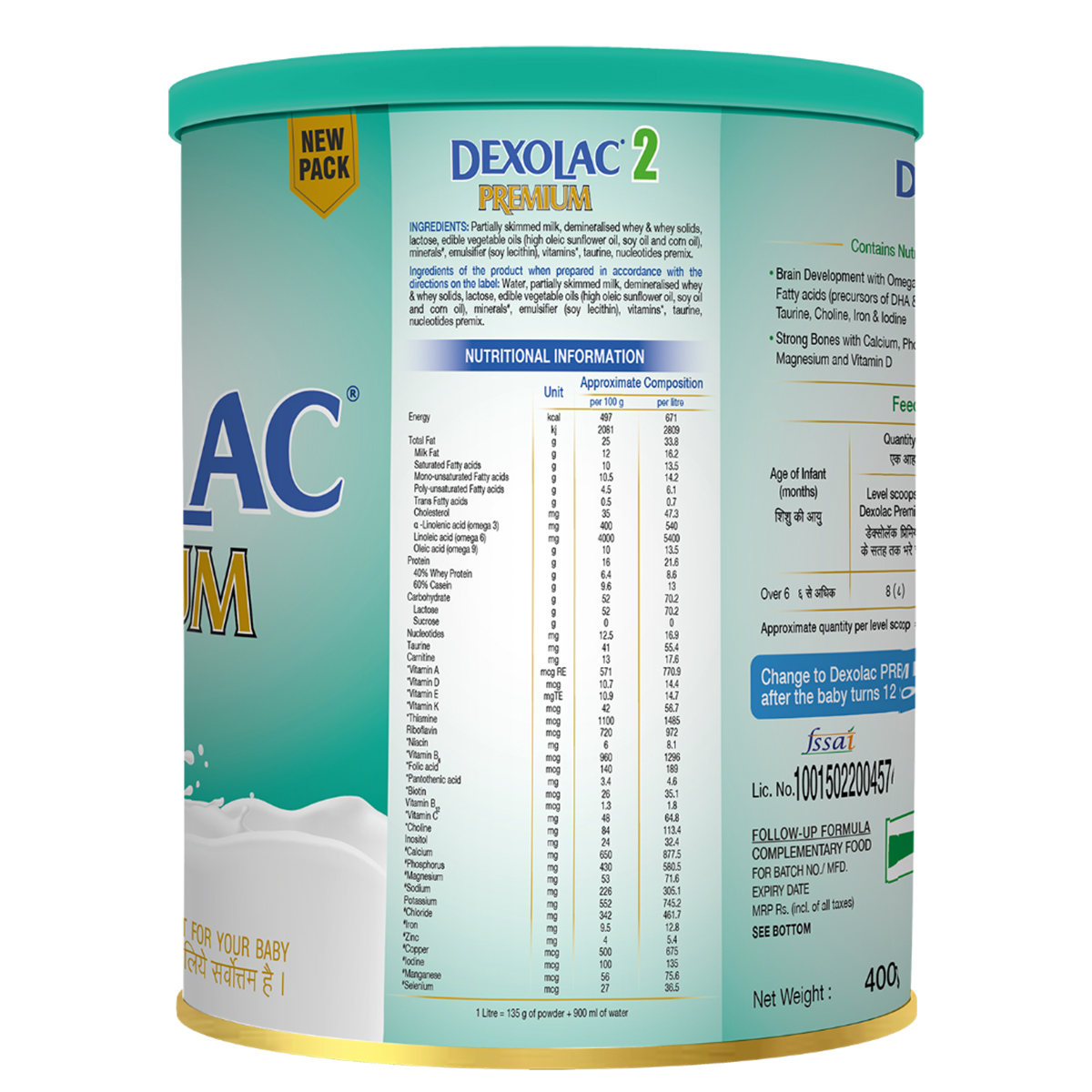 Dexolac Premium Infant Formula Stage 2 Powder for After 6 Months Kid, 400 gm, Pack of 1 Dexolac Premium Infant Formula Stage 2 Powder for After 6 Months Kid, 400 gm, Pack of 1
