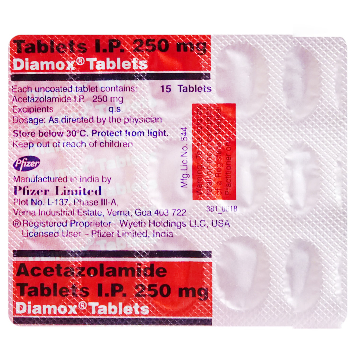 Diamox Tablet 15's, Pack of 15 TABLETS Diamox Tablet 15's, Pack of 15 TABLETS