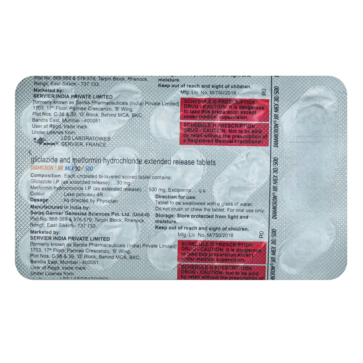 Diamicron XR Mex 30/500 Tablet 15's, Pack of 15 TabletS Diamicron XR Mex 30/500 Tablet 15's, Pack of 15 TabletS
