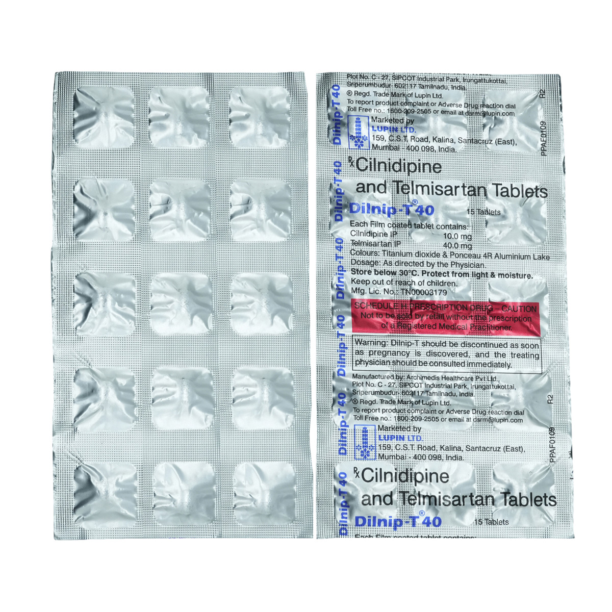 Dilnip-T 40 Tablet 15's, Pack of 15 TABLETS Dilnip-T 40 Tablet 15's, Pack of 15 TABLETS