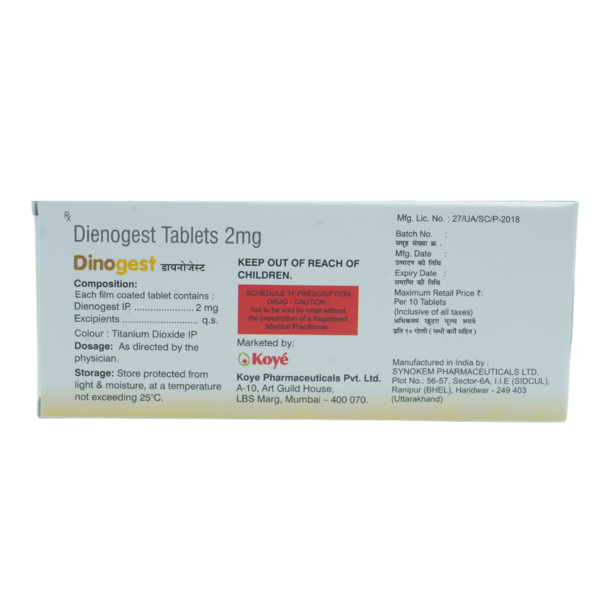 Dinogest Tablet 10's, Pack of 10 TABLETS Dinogest Tablet 10's, Pack of 10 TABLETS