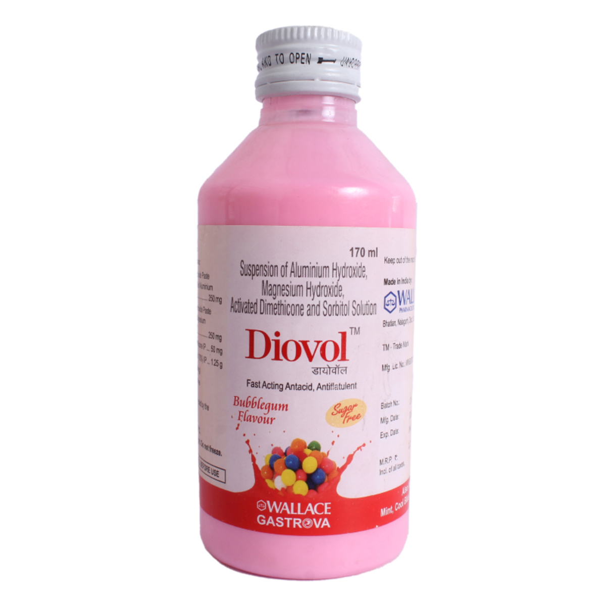 Diovol Sugar Free Bubblegum Oral Solution 170 ml, Pack of 1 SOLUTION Diovol Sugar Free Bubblegum Oral Solution 170 ml, Pack of 1 SOLUTION