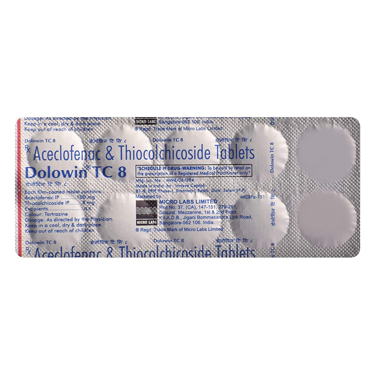 Dolowin TC 8 Tablet 10's, Pack of 10 TabletS Dolowin TC 8 Tablet 10's, Pack of 10 TabletS