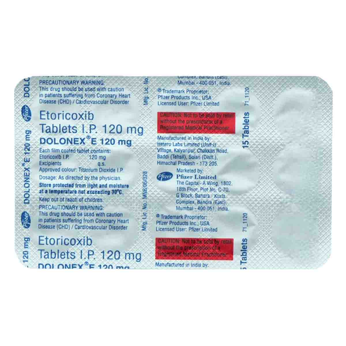 Dolonex E 120 mg Tablet 15's, Pack of 15 TABLETS Dolonex E 120 mg Tablet 15's, Pack of 15 TABLETS
