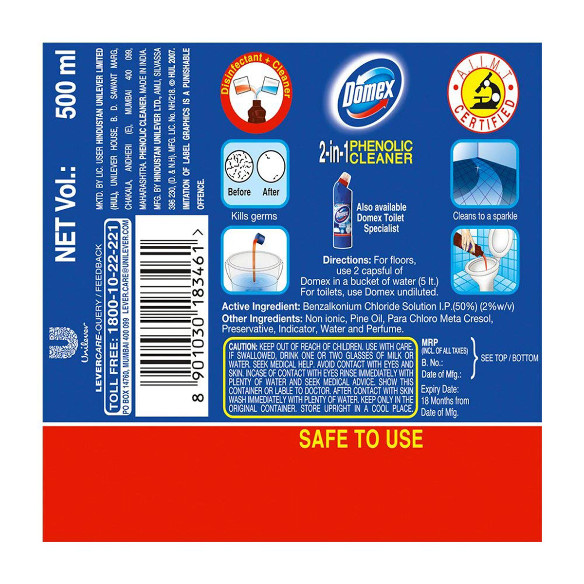 Domex Phenolic Floor Cleaner, 500 ml Domex Phenolic Floor Cleaner, 500 ml