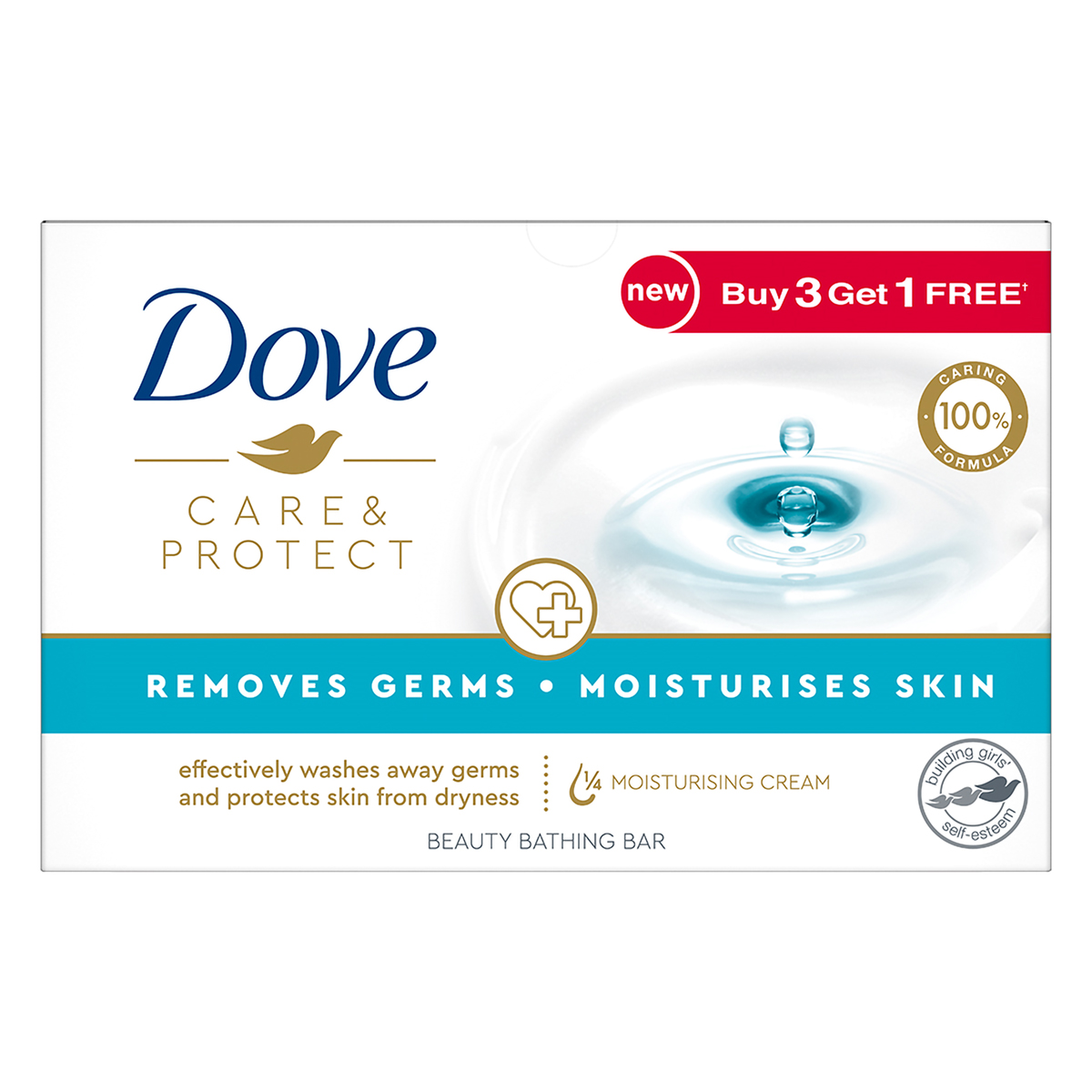 Dove Care & Protect Moisturising Soap, 400 gm (4 x 100 gm), Pack of 1 Dove Care & Protect Moisturising Soap, 400 gm (4 x 100 gm), Pack of 1