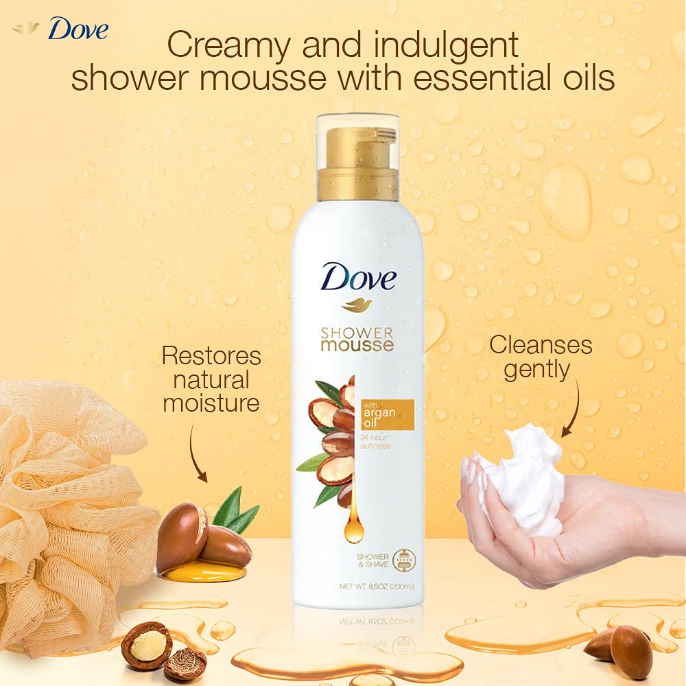 Dove Shower Mousse with Coconut Oil 200 ml | Gentle Cleansing | Provides 24Hr Softness, Pack of 1 Dove Shower Mousse with Coconut Oil 200 ml | Gentle Cleansing | Provides 24Hr Softness, Pack of 1