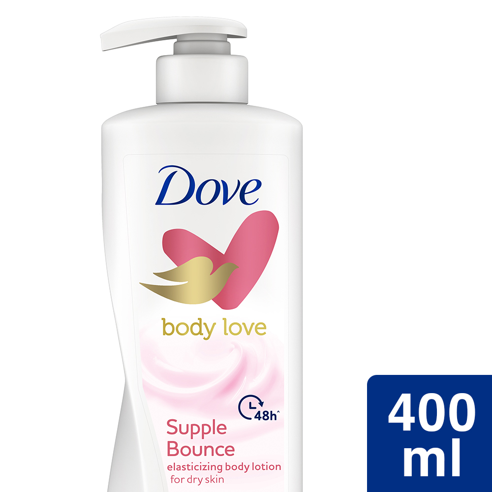 Dove Body Love Supple Bounce Body Lotion 400 ml | With Plant Based Moisturizers | Plant Nutri Duo | 48 Hr Long Lasting Hydration | Gives Healthy & Supple Skin | For Dry Skin, Pack of 1 Dove Body Love Supple Bounce Body Lotion 400 ml | With Plant Based Moisturizers | Plant Nutri Duo | 48 Hr Long Lasting Hydration | Gives Healthy & Supple Skin | For Dry Skin, Pack of 1