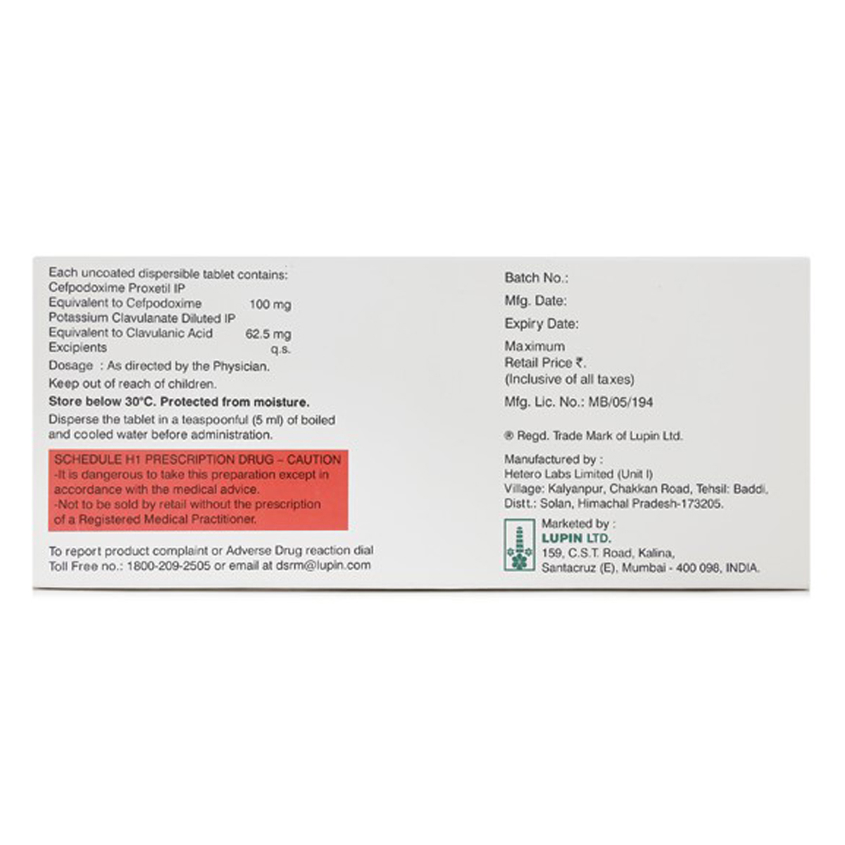 Doxcef CV 100 Tablet 10's, Pack of 10 TabletS Doxcef CV 100 Tablet 10's, Pack of 10 TabletS