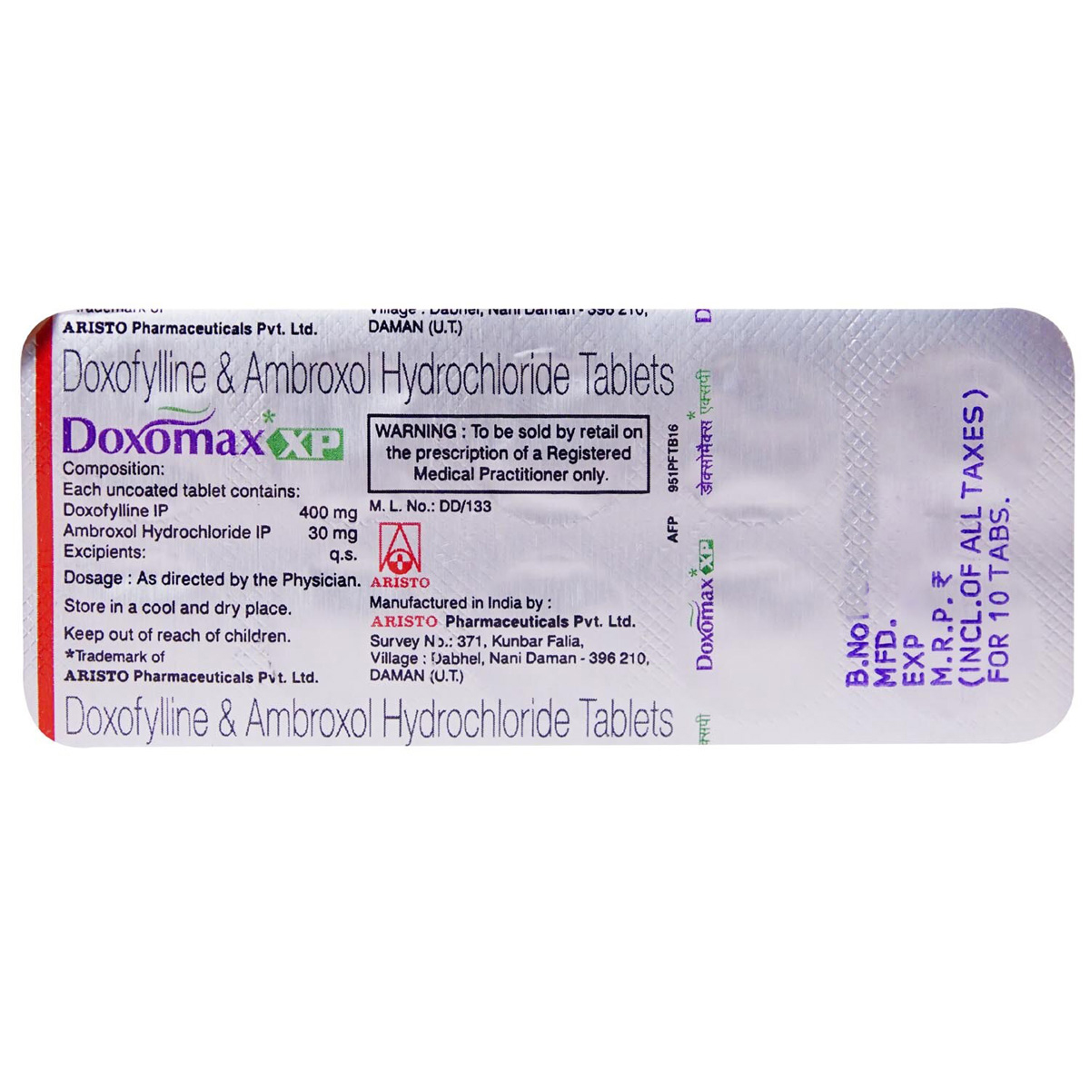 Doxomax XP Tablet 10's, Pack of 10 TABLETS Doxomax XP Tablet 10's, Pack of 10 TABLETS