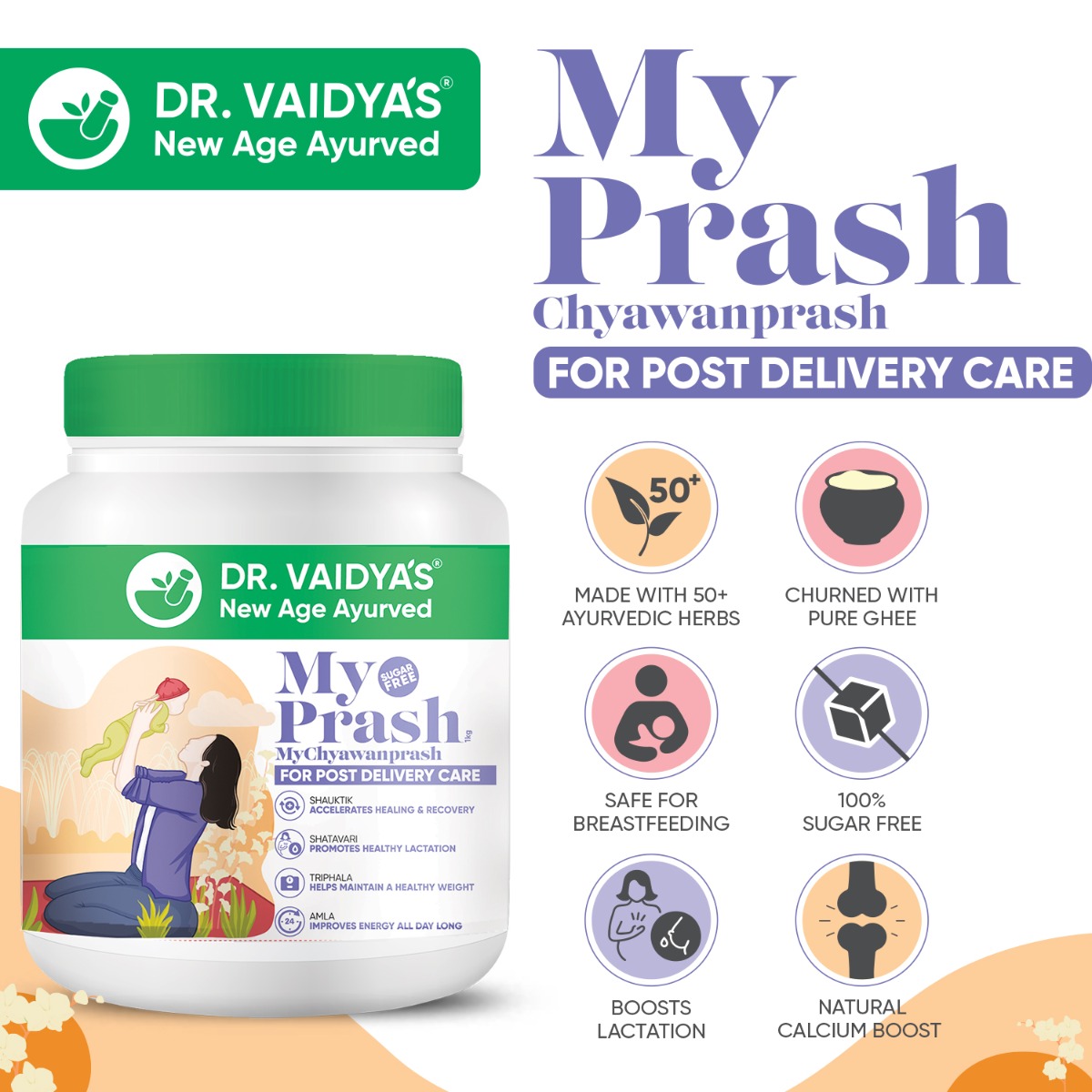 DR. Vaidya's My Prash Chyawanprash for Post Delivery Care, 900 gm, Pack of 1 DR. Vaidya's My Prash Chyawanprash for Post Delivery Care, 900 gm, Pack of 1