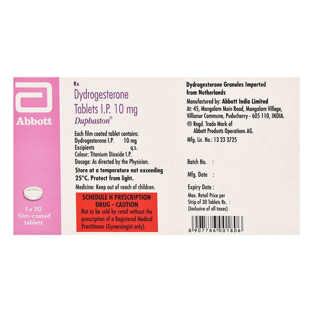 Duphaston 10 mg Tablet 30's, Pack of 30 TabletS Duphaston 10 mg Tablet 30's, Pack of 30 TabletS