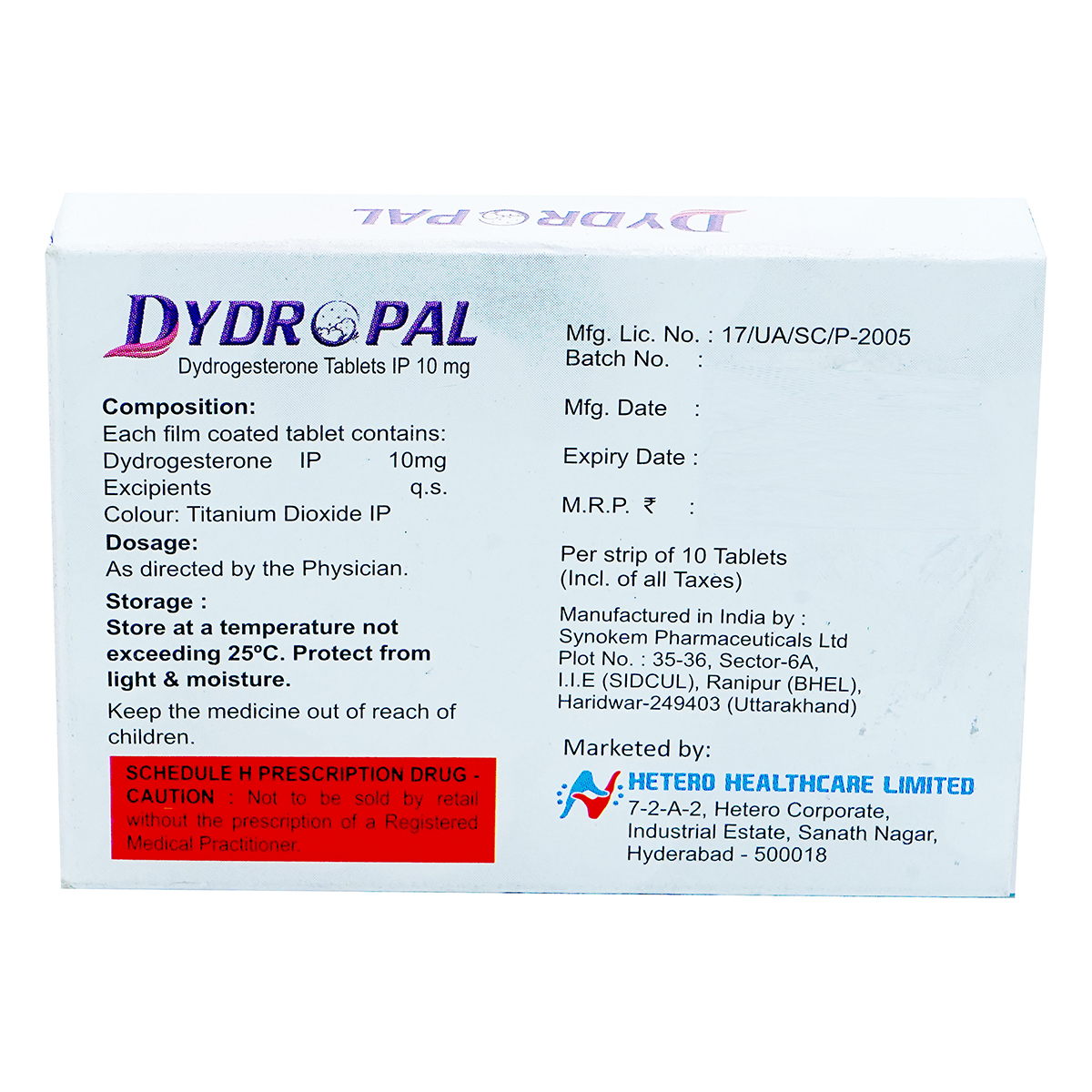 Dydropal 10 mg Tablet 10's, Pack of 10 TabletS Dydropal 10 mg Tablet 10's, Pack of 10 TabletS