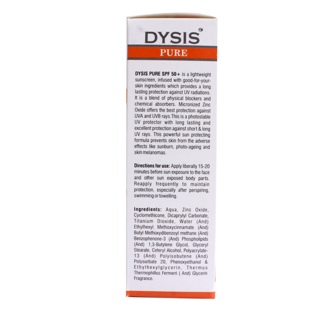 Dysis Pure Spf50+ Cream 60gm, Pack of 1 Dysis Pure Spf50+ Cream 60gm, Pack of 1