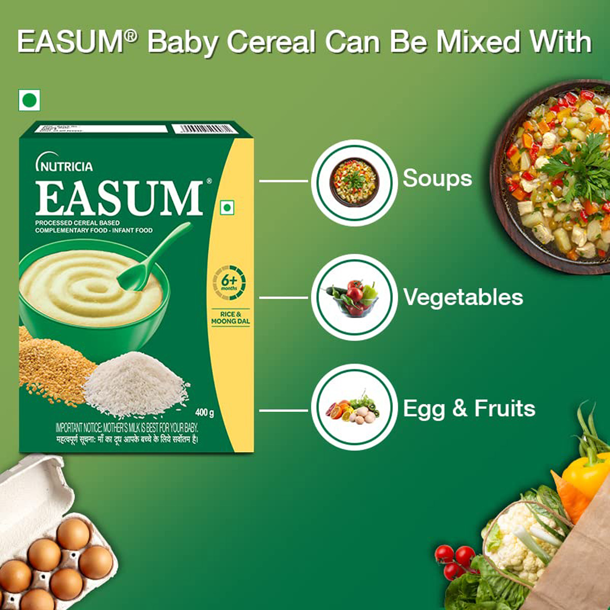 Nutrica Easum Rice & Moong Dal Baby Cereal, 400 gm, Pack of 1 Nutrica Easum Rice & Moong Dal Baby Cereal, 400 gm, Pack of 1