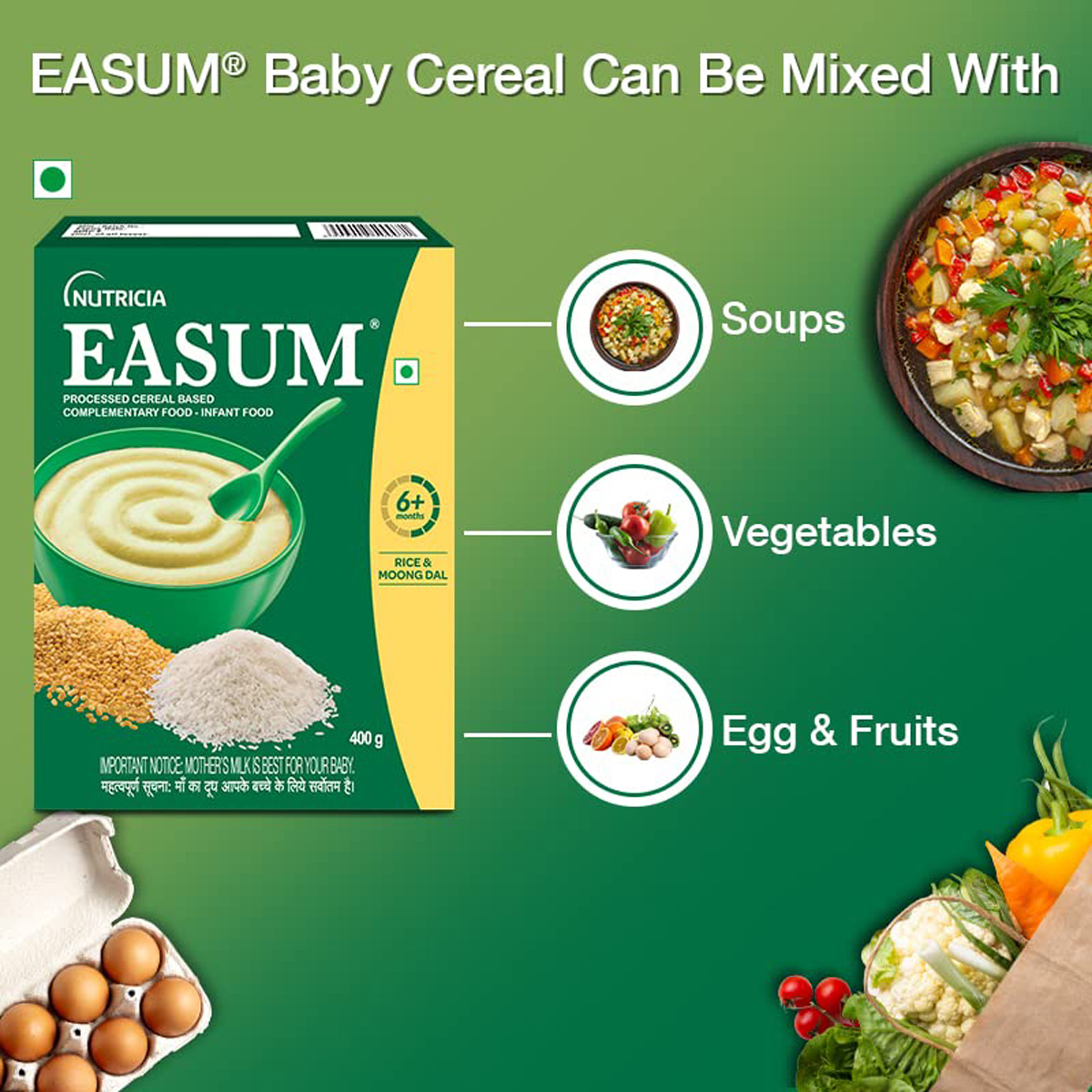 Nutrica Easum Rice &amp; Moong Dal Baby Cereal, 400 gm, Pack of 1