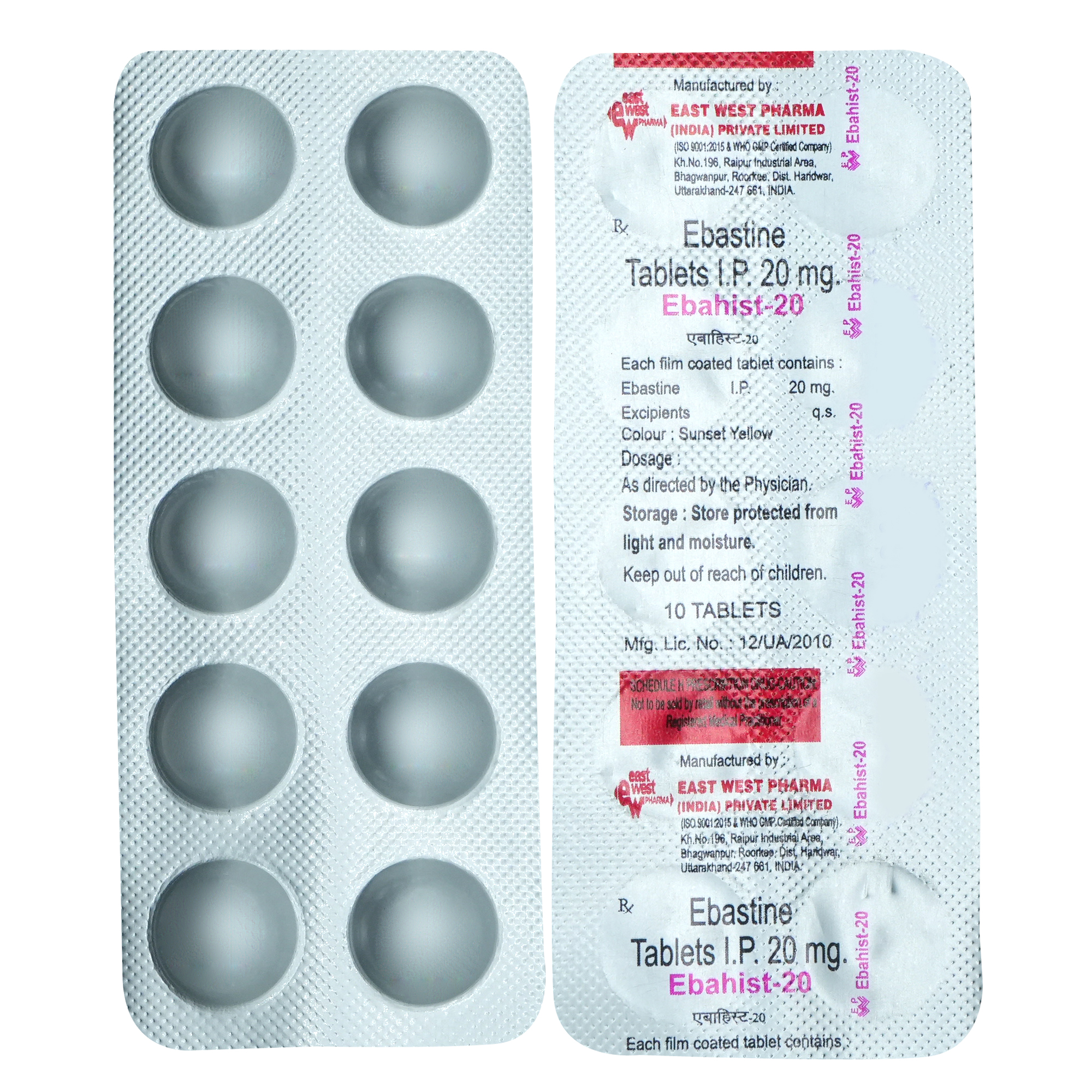 EBAHIST 20MG TABLET, Pack of 10 TABLETS EBAHIST 20MG TABLET, Pack of 10 TABLETS