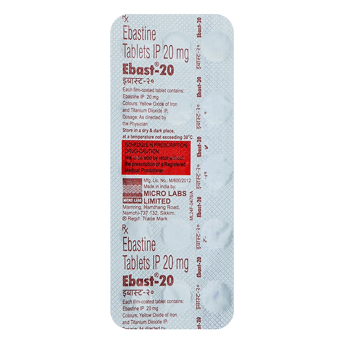 Ebast-20 Tablet 15's, Pack of 15 TABLETS Ebast-20 Tablet 15's, Pack of 15 TABLETS
