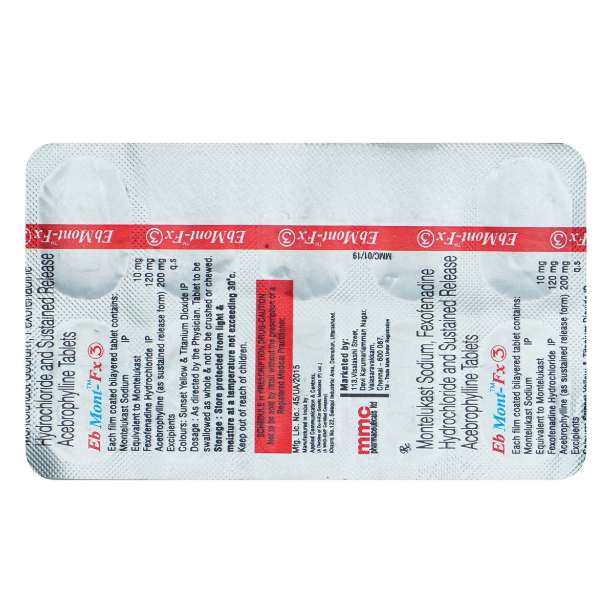 Eb Mont-Fx3 Tablet 10'S, Pack of 10 TABLETS Eb Mont-Fx3 Tablet 10'S, Pack of 10 TABLETS
