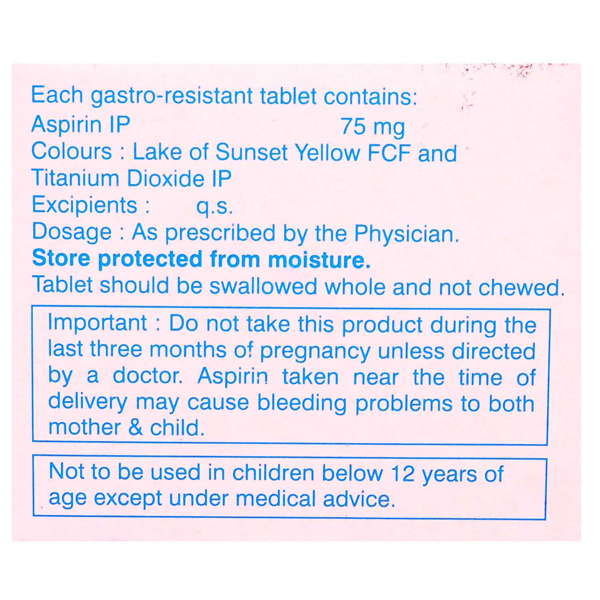 Ecosprin 75 Tablet 14's, Pack of 14 TABLETS Ecosprin 75 Tablet 14's, Pack of 14 TABLETS