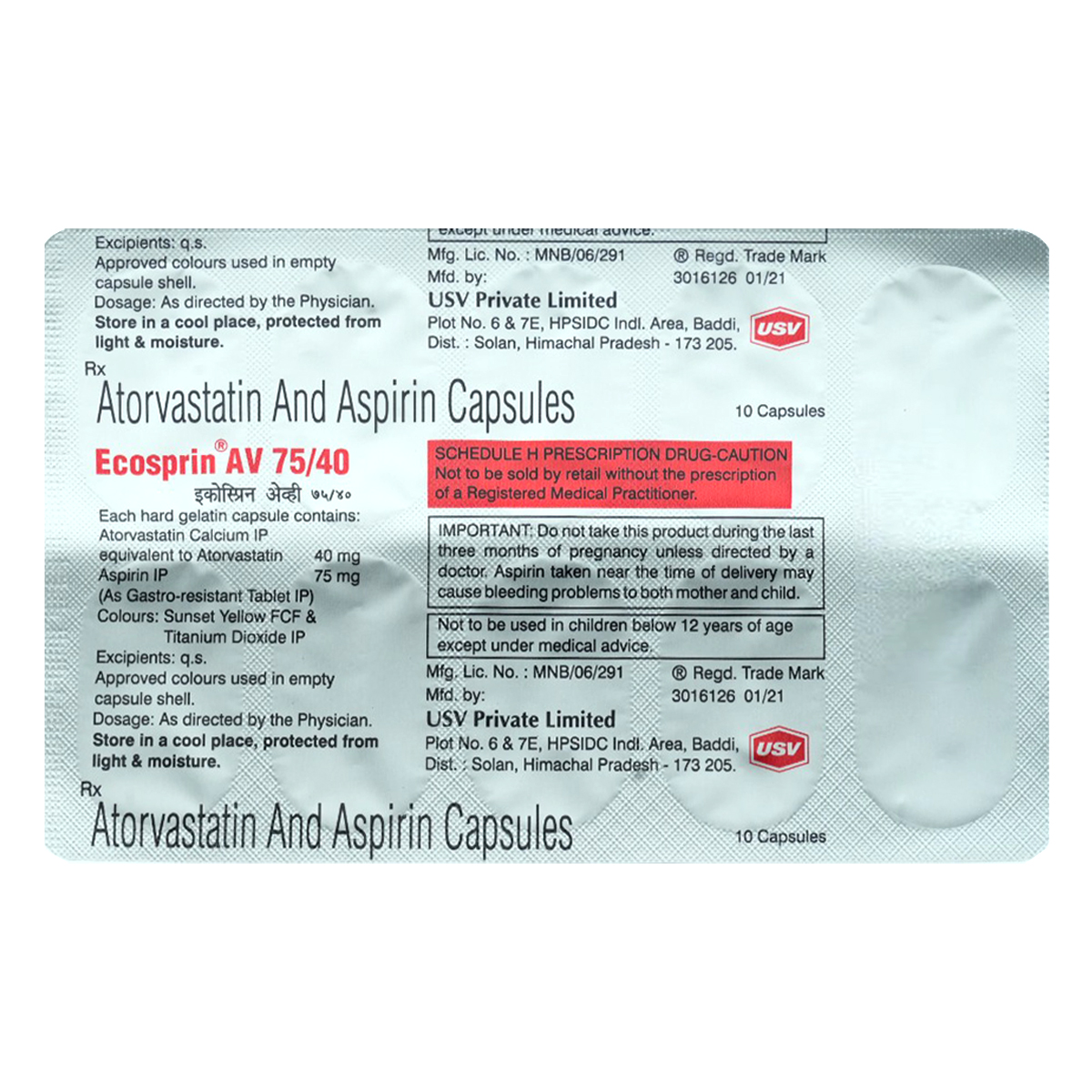 Ecosprin AV 75/40 Capsule 10's, Pack of 10 CapsuleS Ecosprin AV 75/40 Capsule 10's, Pack of 10 CapsuleS