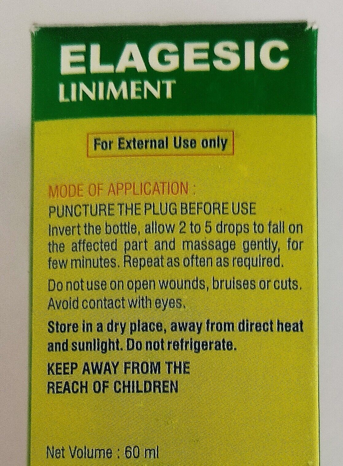 Elagesic Liniment, 60 ml Elagesic Liniment, 60 ml