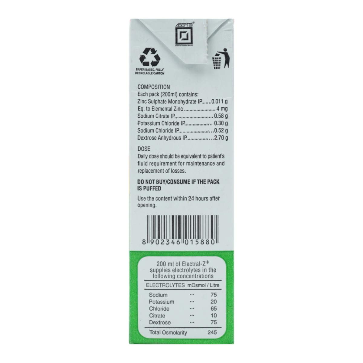 Electral-Z Plus Orange Drink 200 ml, Pack of 1 Electral-Z Plus Orange Drink 200 ml, Pack of 1