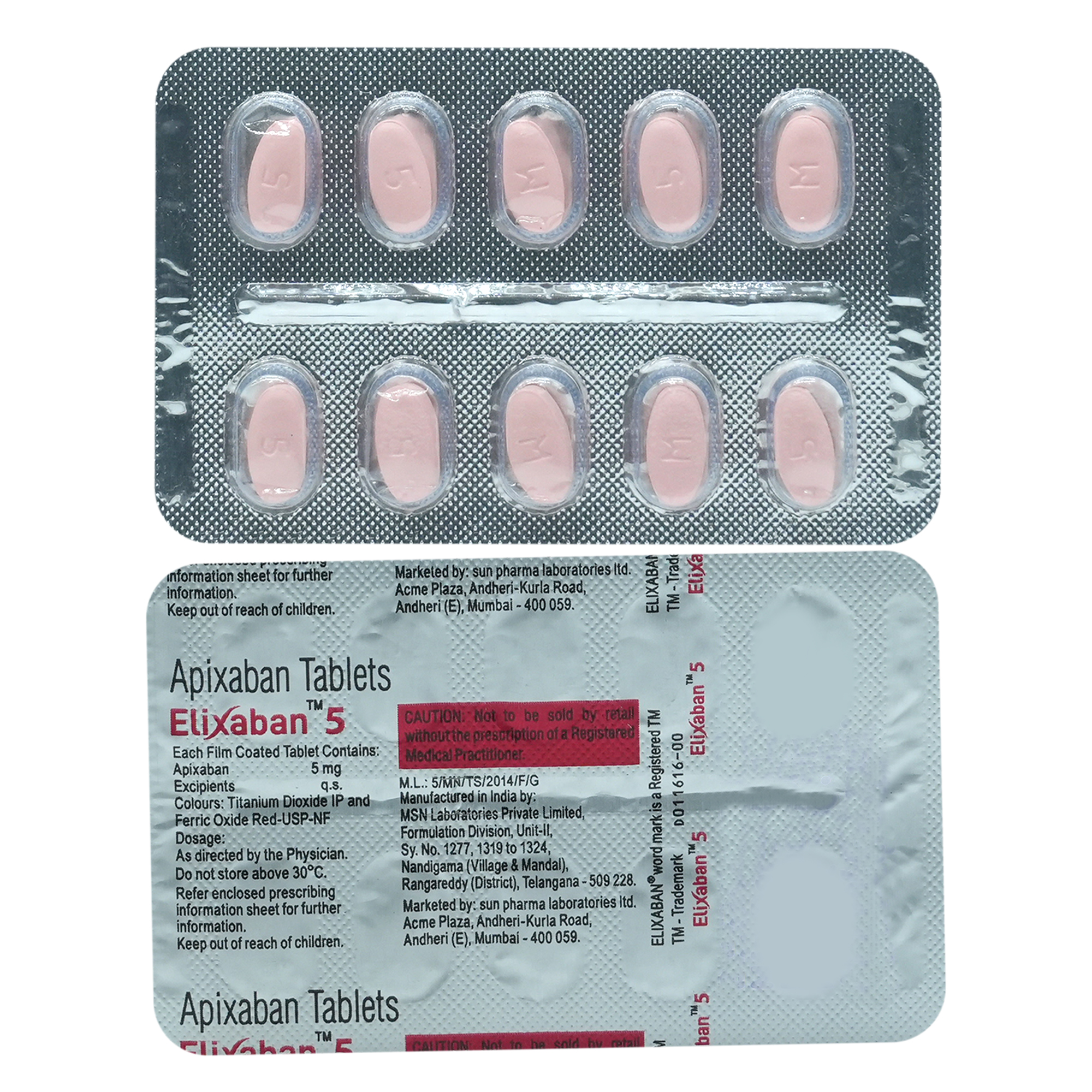 Elixaban 5 Tablet 10's, Pack of 10 TABLETS Elixaban 5 Tablet 10's, Pack of 10 TABLETS