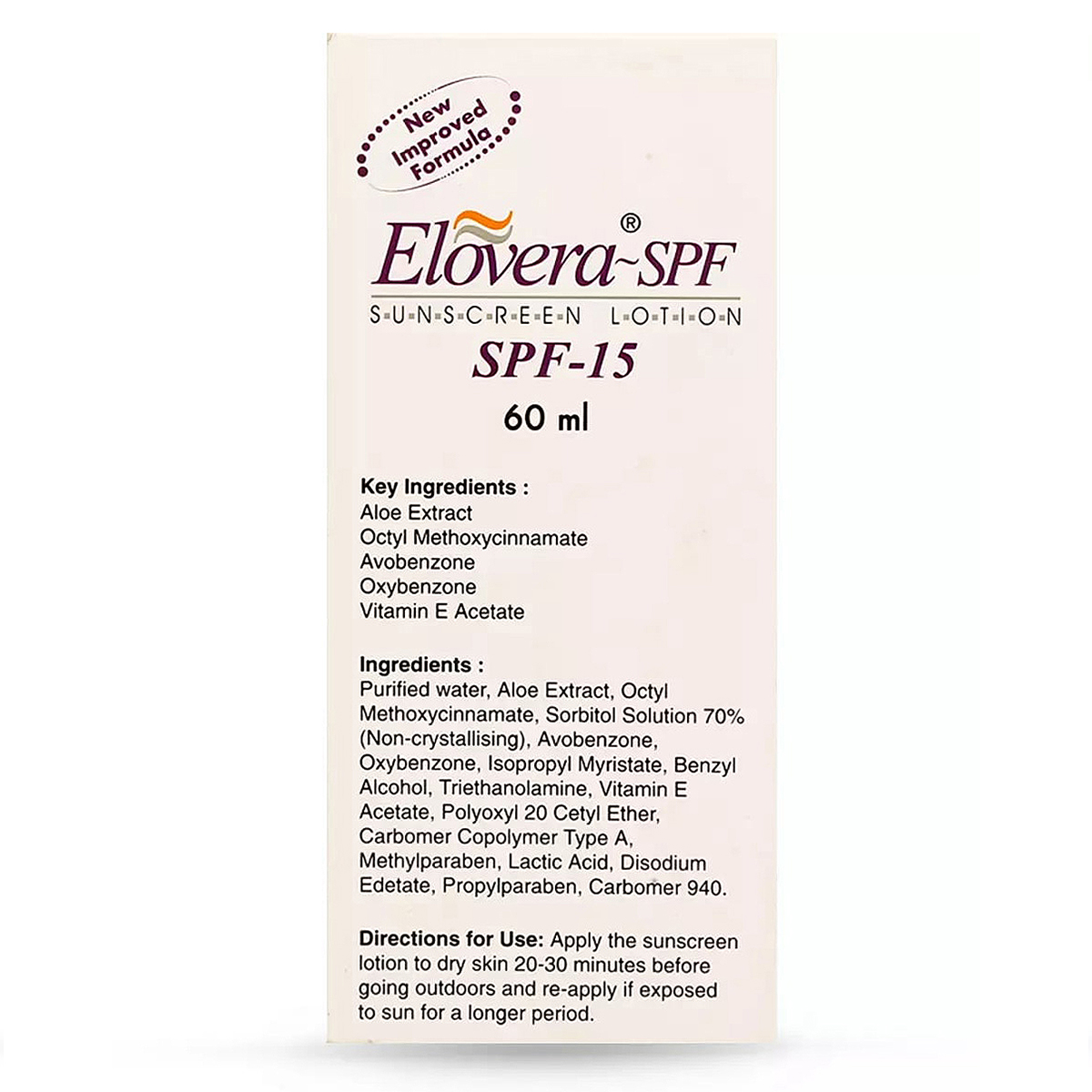 Elovera SPF 15 Sunscreen Lotion, 60 ml, Pack of 1 Elovera SPF 15 Sunscreen Lotion, 60 ml, Pack of 1