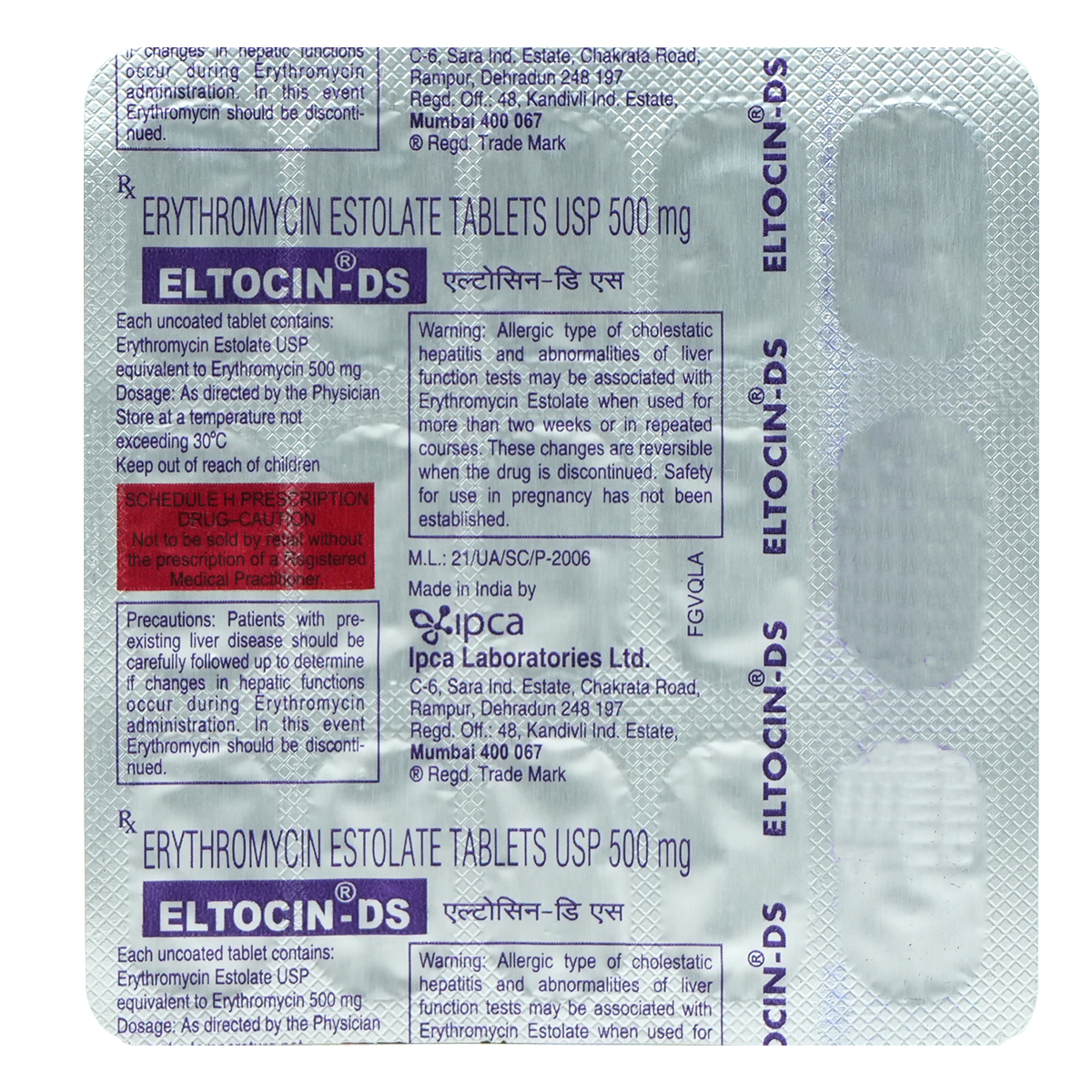 Eltocin-DS 500 mg Tablet 15's, Pack of 15 TabletS Eltocin-DS 500 mg Tablet 15's, Pack of 15 TabletS