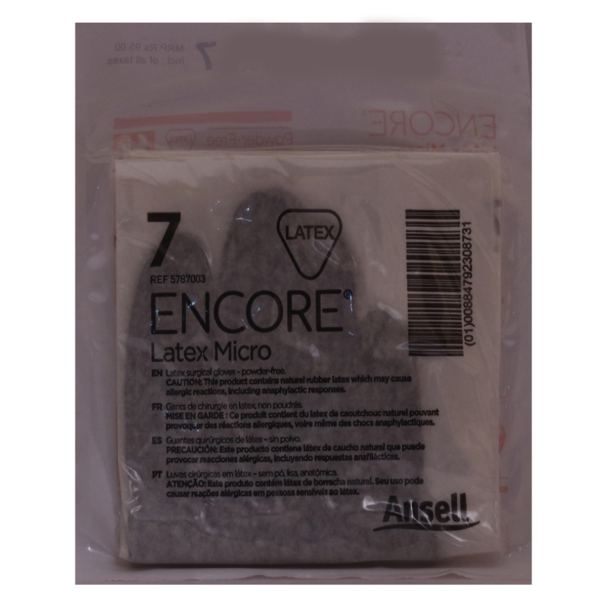 Ansell Encore Latex Micro Optic Gloves 7, 1 Count, Pack of 1 Ansell Encore Latex Micro Optic Gloves 7, 1 Count, Pack of 1