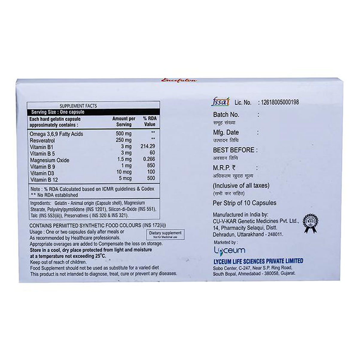 Encefalon Capsule 10's Encefalon Capsule 10's