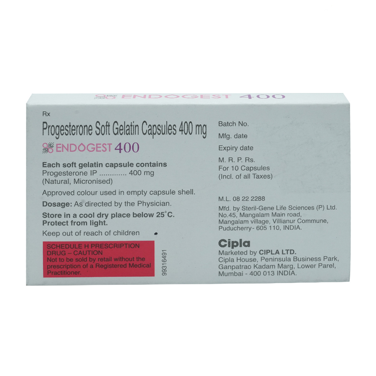 Endogest 400 Capsule 10's, Pack of 10 CapsuleS Endogest 400 Capsule 10's, Pack of 10 CapsuleS