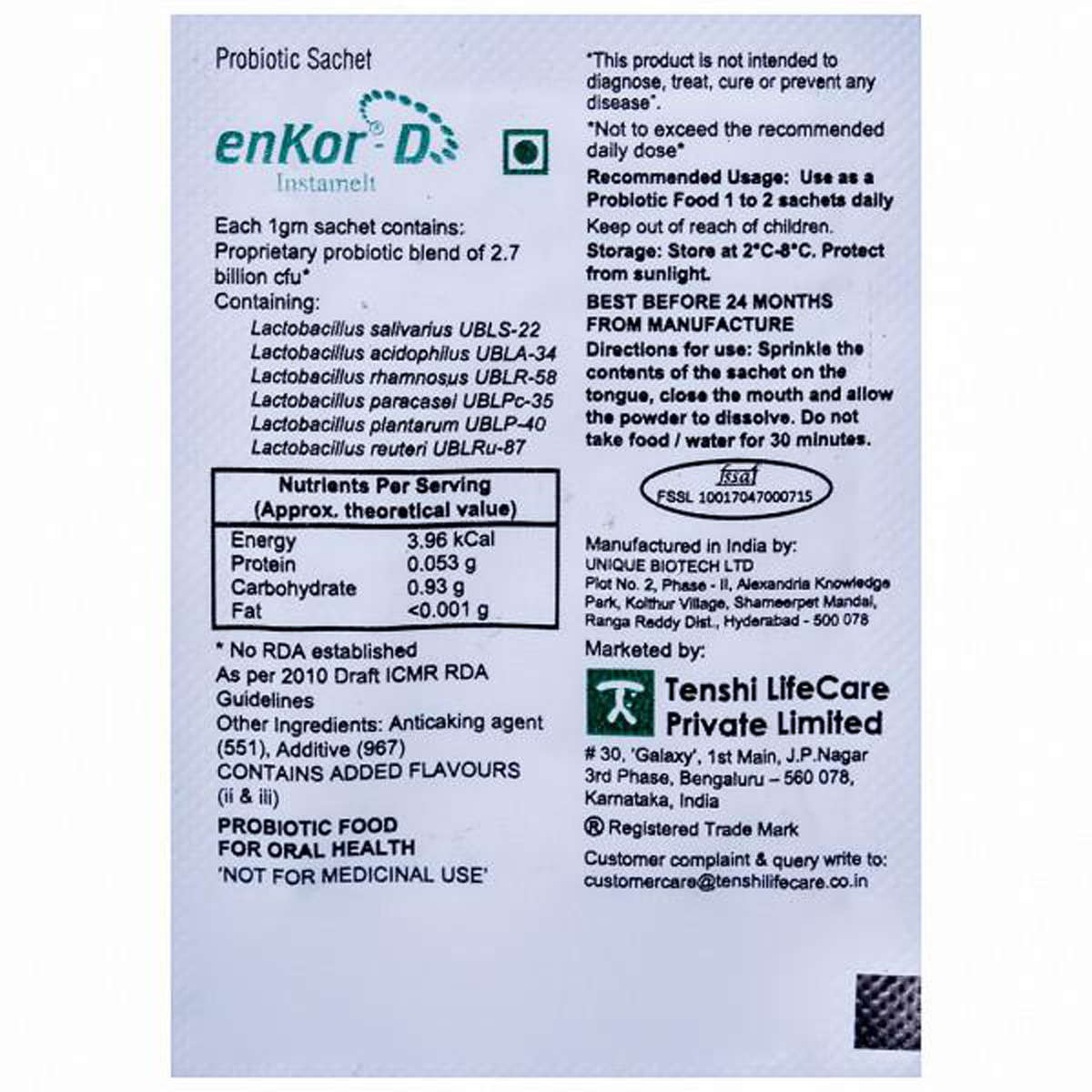 Enkor-D Instamelt Mint Sachet 1 gm, Pack of 1 POWDER Enkor-D Instamelt Mint Sachet 1 gm, Pack of 1 POWDER