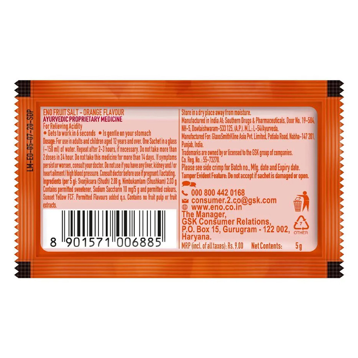 ENO Orange Flavour Powder, 5 gm, Pack of 1 ENO Orange Flavour Powder, 5 gm, Pack of 1
