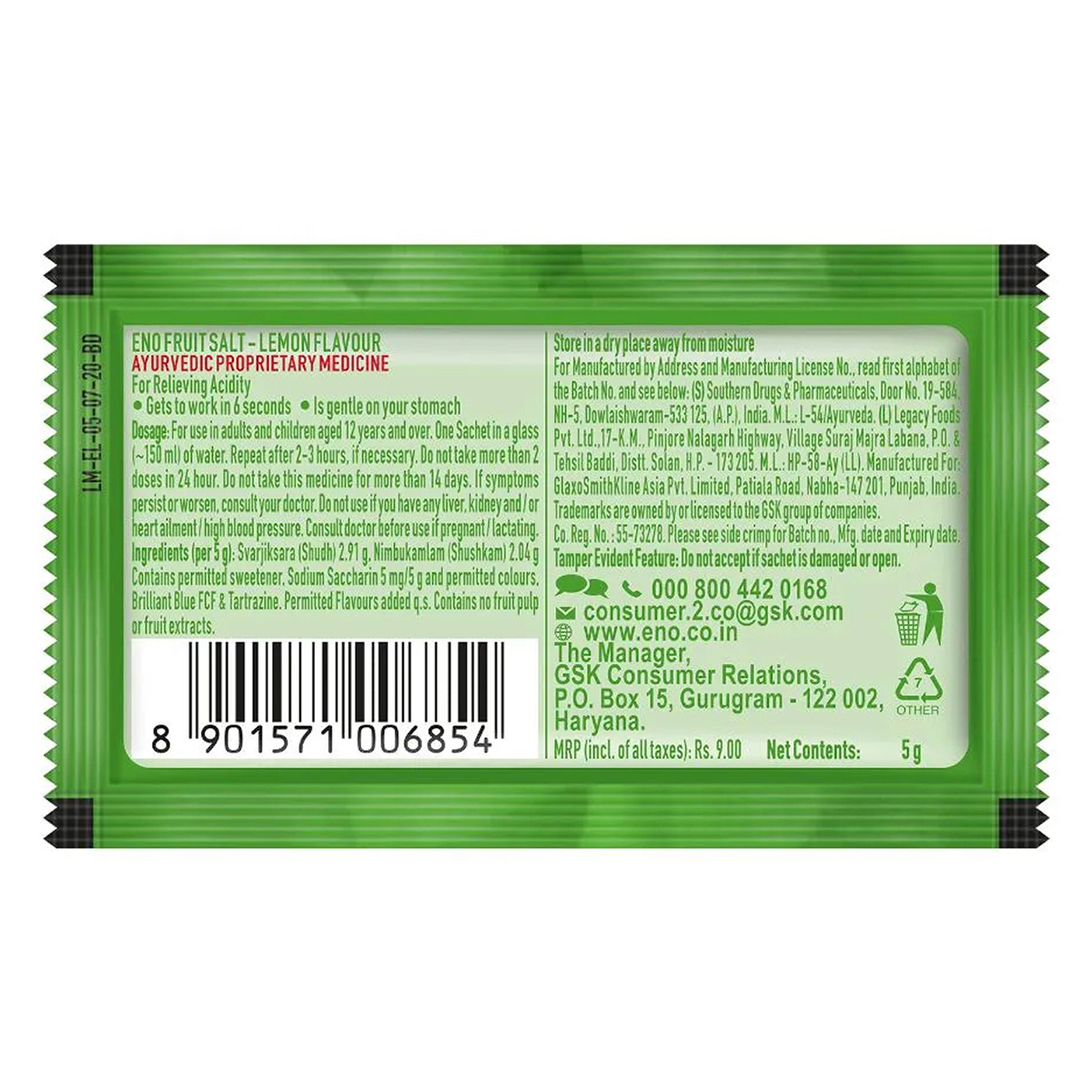 ENO Lemon Flavour Powder, 5 gm, Pack of 1 ENO Lemon Flavour Powder, 5 gm, Pack of 1