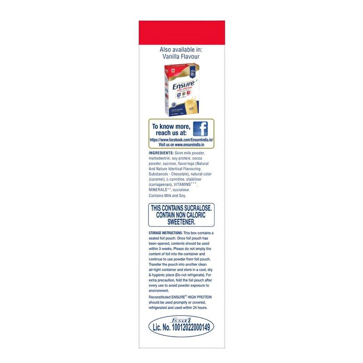 Ensure High Protein Chocolate Flavour Powder for Adults, 200 gm, Pack of 1 Ensure High Protein Chocolate Flavour Powder for Adults, 200 gm, Pack of 1