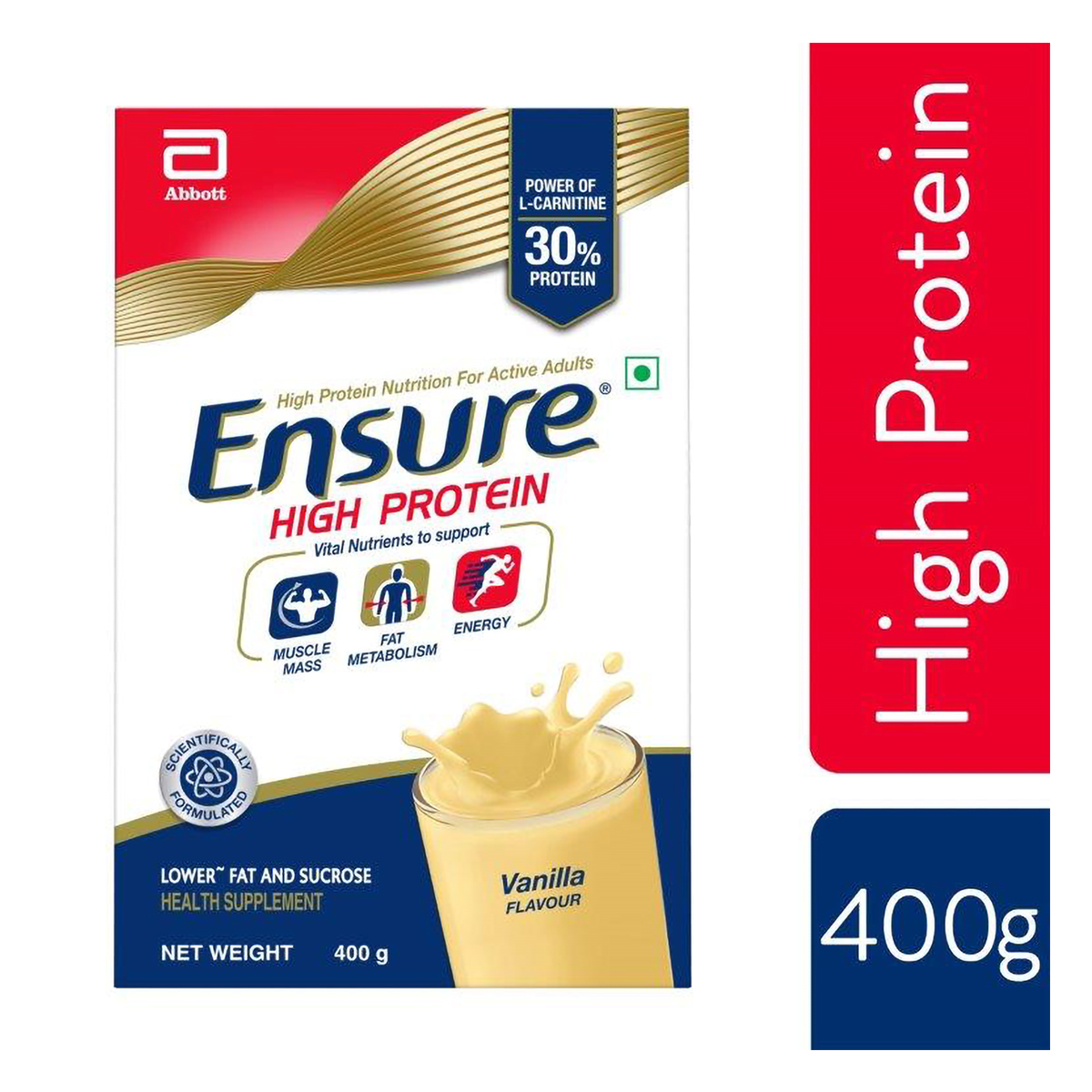 Ensure High Protein Vanilla Flavour Powder for Adults, 400 gm, Pack of 1 Ensure High Protein Vanilla Flavour Powder for Adults, 400 gm, Pack of 1