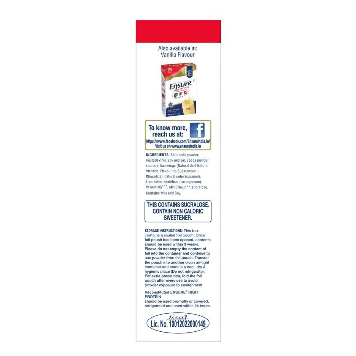 Ensure High Protein Chocolate Flavour Powder for Adults, 400 gm, Pack of 1 Ensure High Protein Chocolate Flavour Powder for Adults, 400 gm, Pack of 1