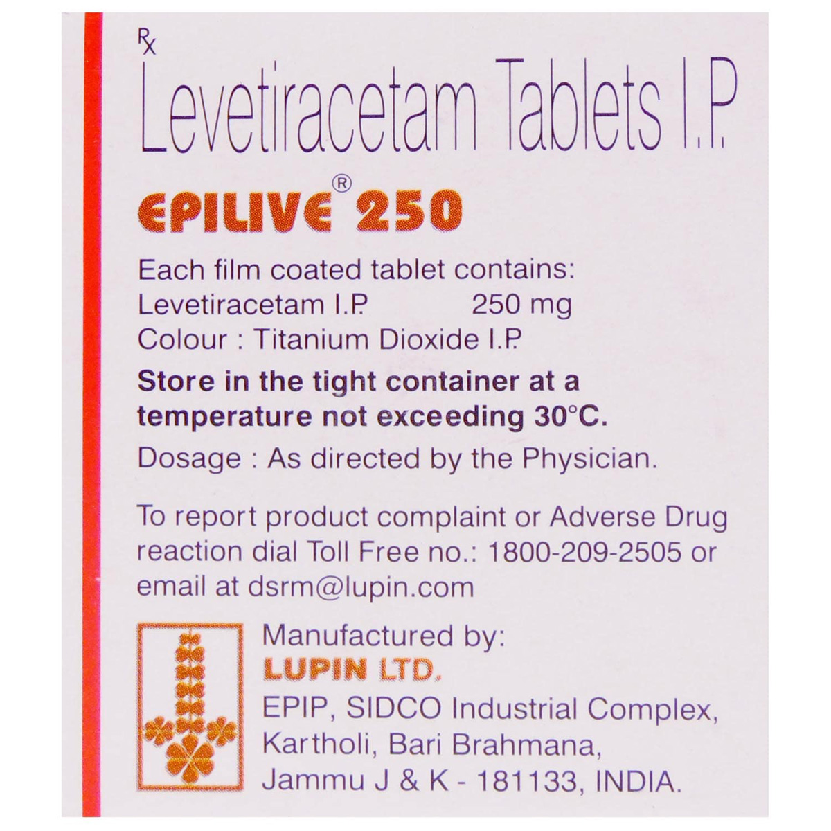 Epilive 250 Tablet 15's, Pack of 15 TABLETS Epilive 250 Tablet 15's, Pack of 15 TABLETS