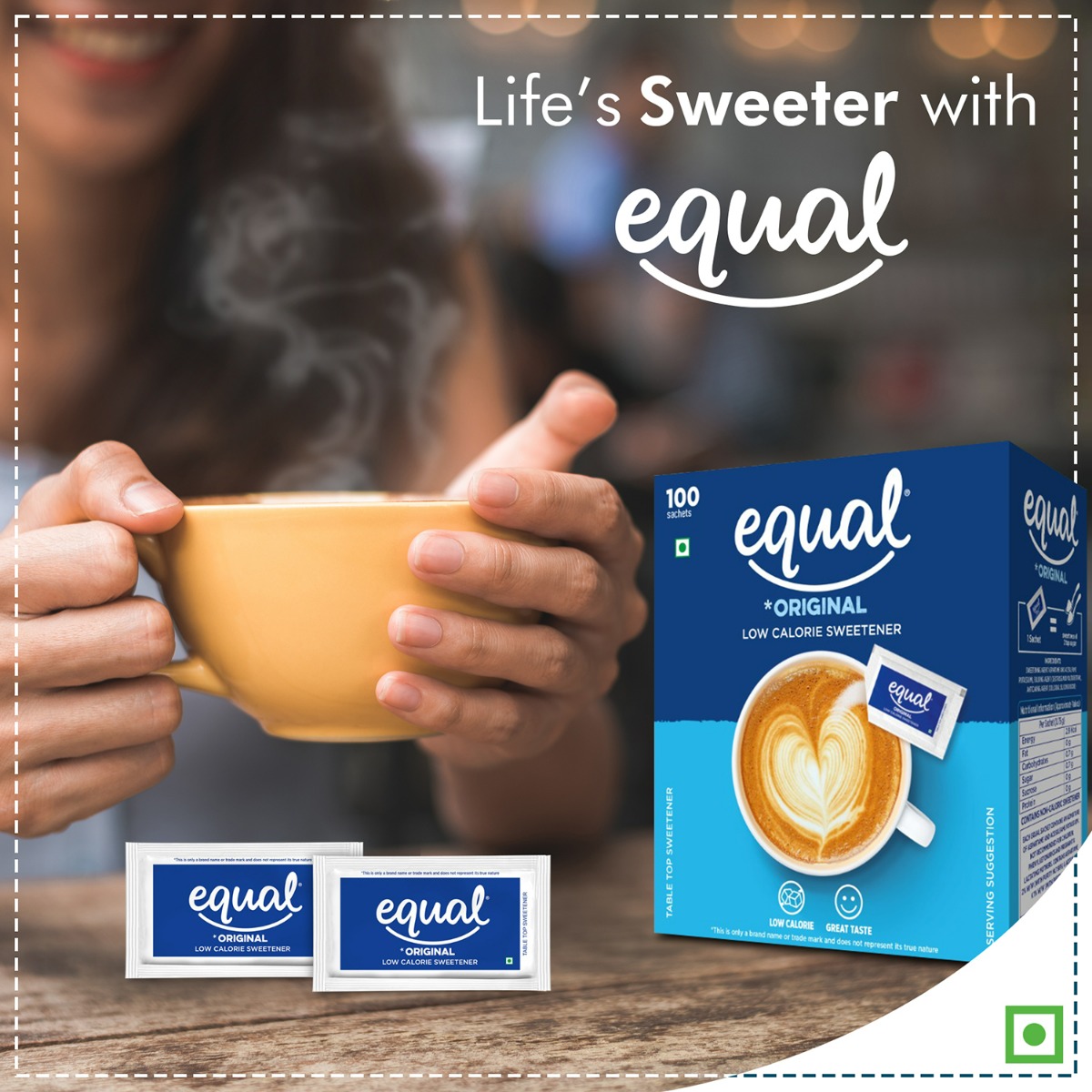 Equal Original Low Calorie Sweetener, 100 Sachets, Pack of 1 Equal Original Low Calorie Sweetener, 100 Sachets, Pack of 1