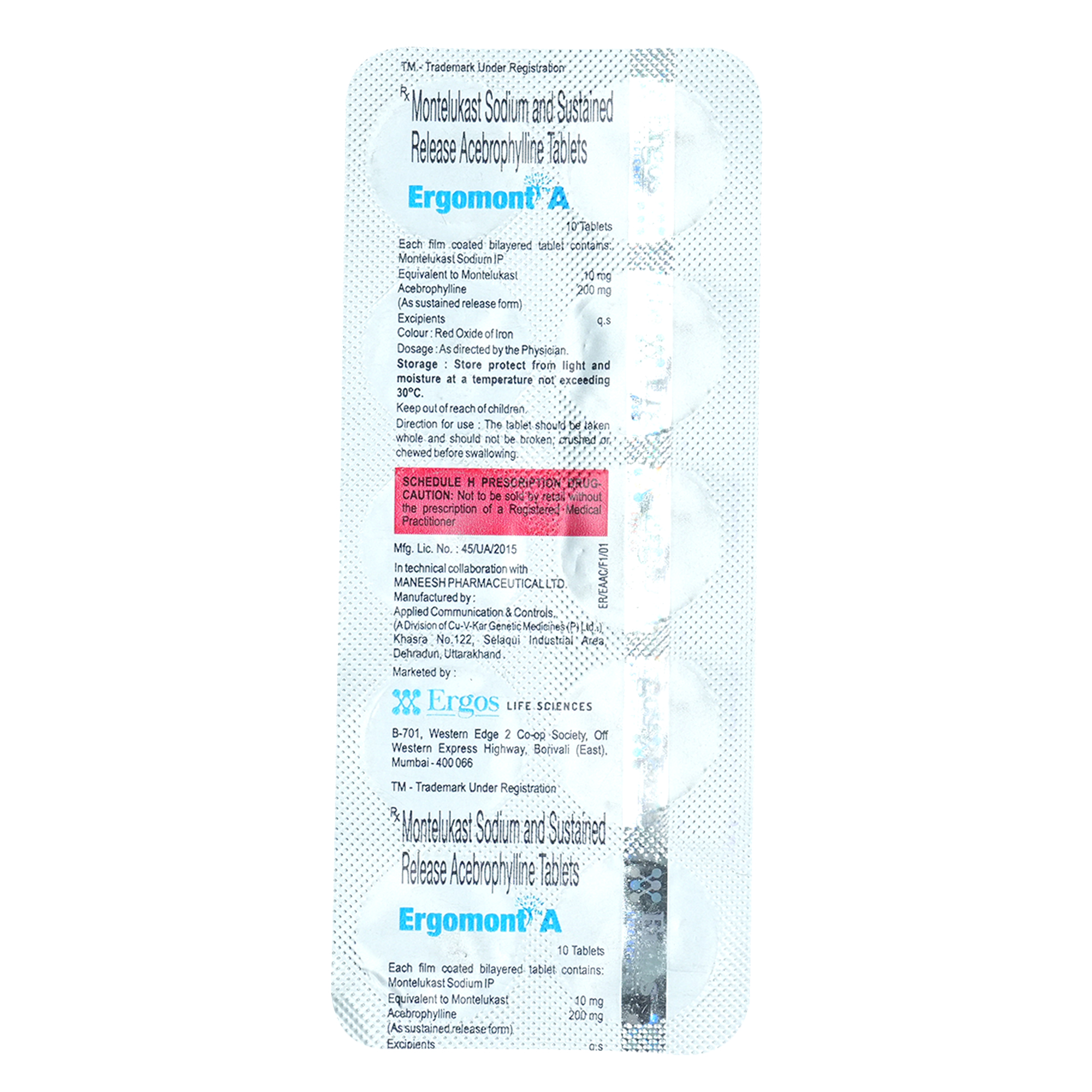 Ergomont A Tablet 10's, Pack of 10 TabletS Ergomont A Tablet 10's, Pack of 10 TabletS