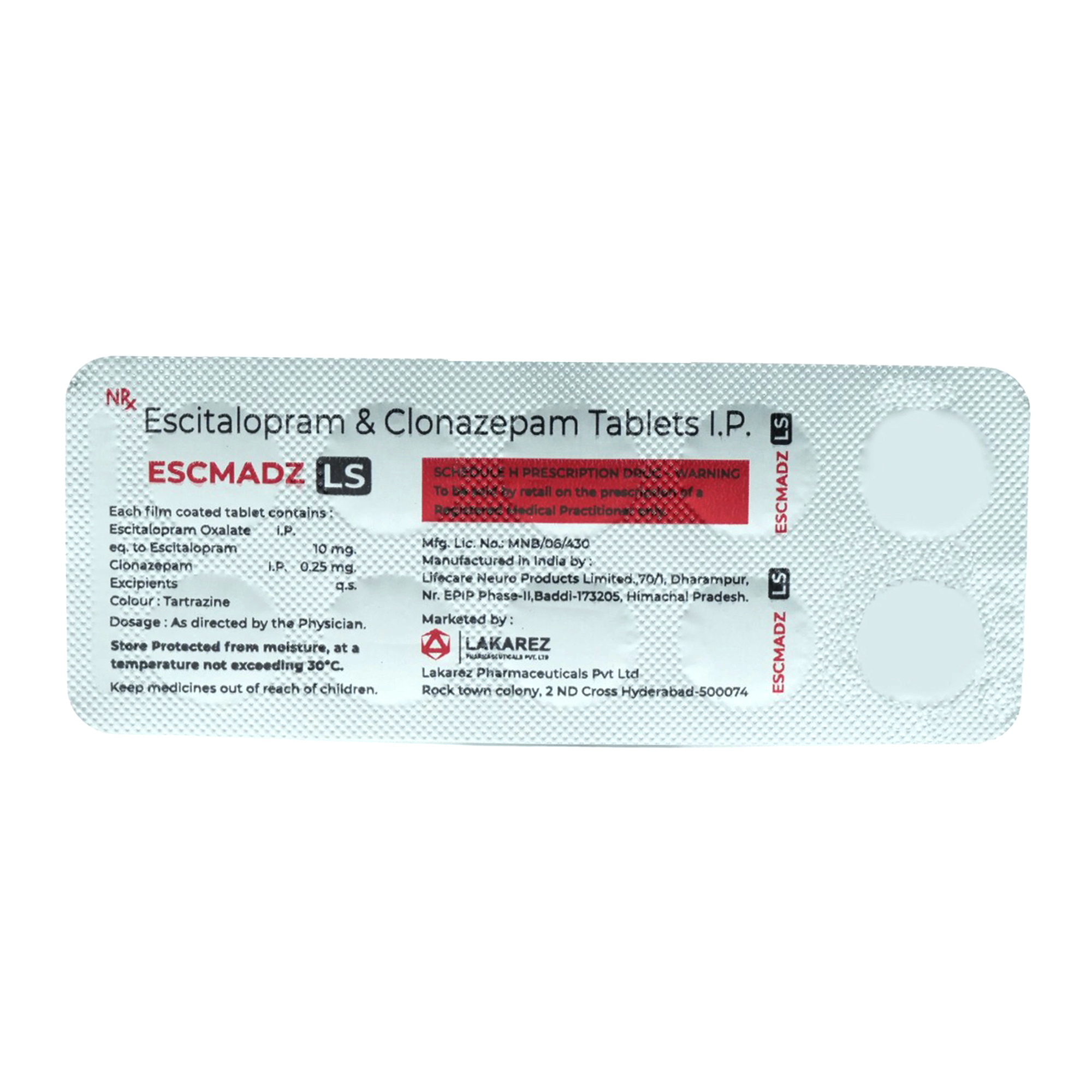 Escmadz LS 10/0.25 Tablet 10's, Pack of 10 TabletS Escmadz LS 10/0.25 Tablet 10's, Pack of 10 TabletS
