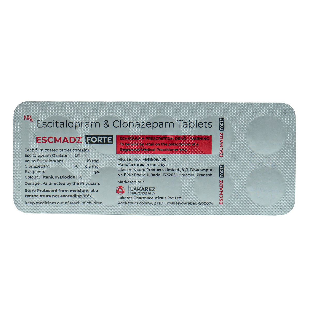 Escmadz Forte 10 mg/0.5 mg Tablet 10's, Pack of 10 TABLETS Escmadz Forte 10 mg/0.5 mg Tablet 10's, Pack of 10 TABLETS