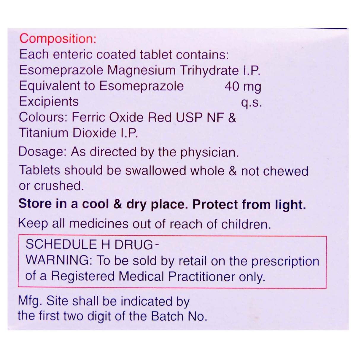 Esoz Tablet 15's, Pack of 15 TABLETS Esoz Tablet 15's, Pack of 15 TABLETS