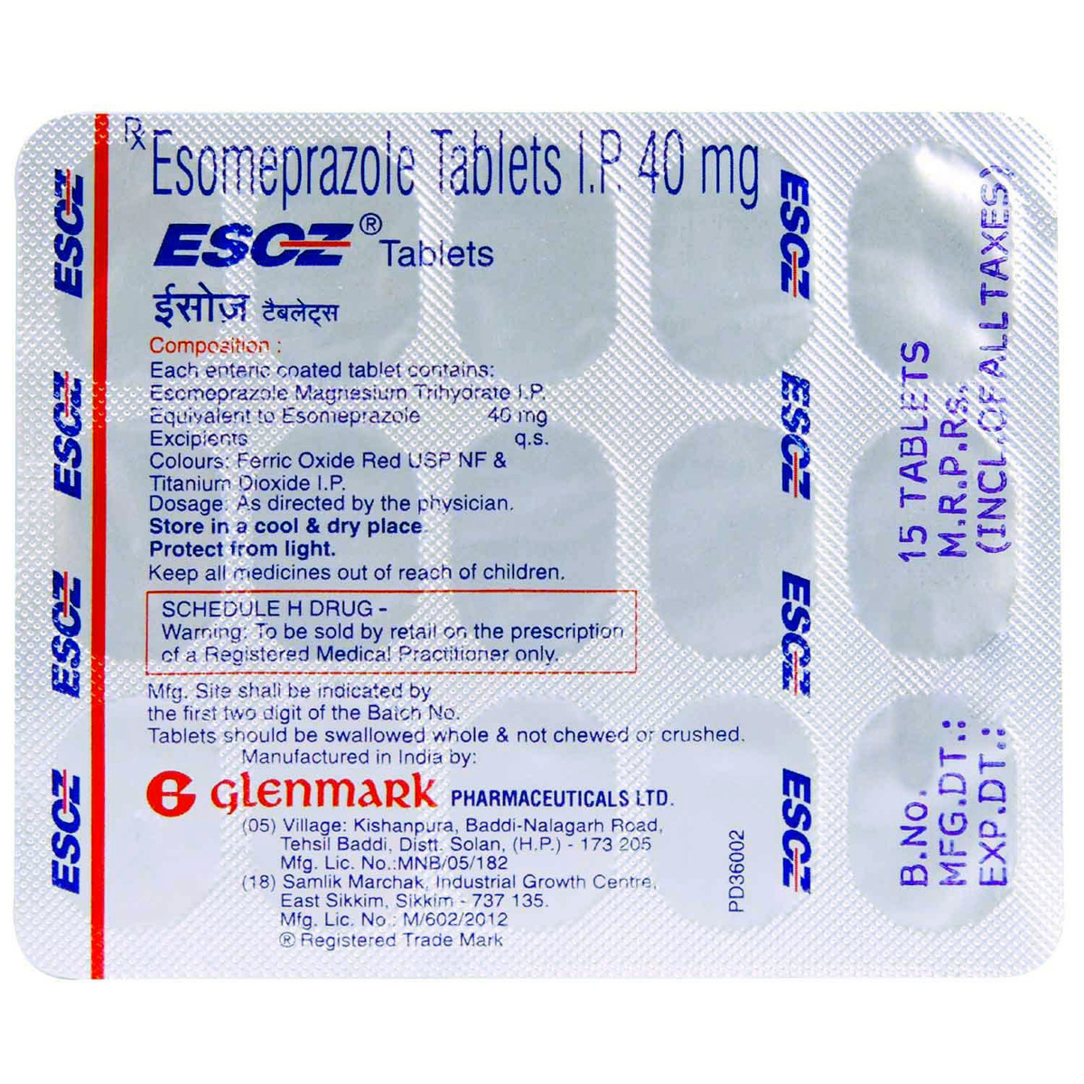 Esoz Tablet 15's, Pack of 15 TABLETS Esoz Tablet 15's, Pack of 15 TABLETS