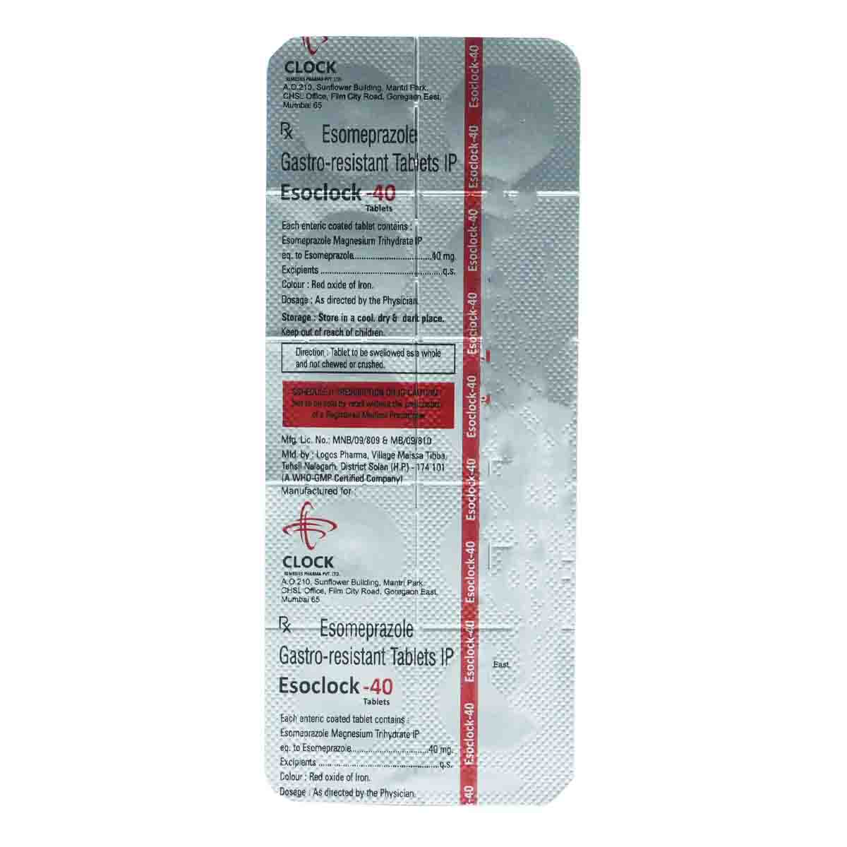 Esoclock-40 Tablet 10's, Pack of 10 TABLETS Esoclock-40 Tablet 10's, Pack of 10 TABLETS