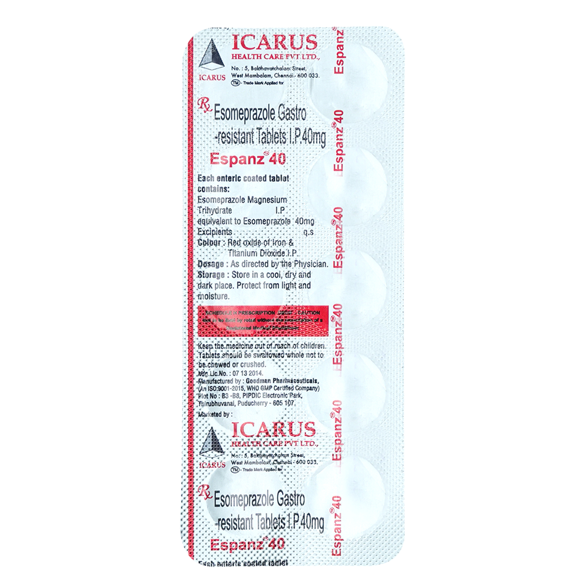 Espanz 40 Tablet 10's, Pack of 10 TABLETS Espanz 40 Tablet 10's, Pack of 10 TABLETS